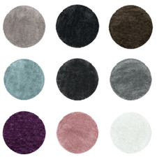 Runder Hochflor Teppich Wohnzimmer Modern Langflor Einfarbig Weich Felloptik