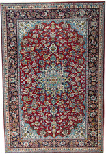 Handgeknüpfter Isfahan Kork Orientteppich 371 x 252 cm | Luxus Perserteppich