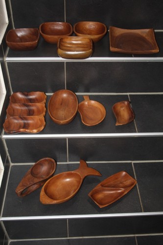 12x vintage teak schalen - 12x, holz