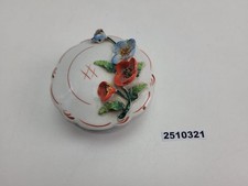 Kleine Deckeldose Porzellan Schatulle Blumen rot Mohn Antik Ø10cm Deko #2510321