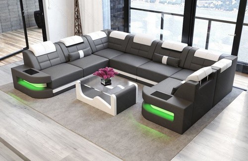 Leder wohnlandschaft couch - couch, led
