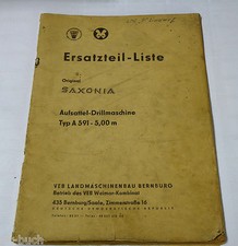 Teilekatalog VEB Saxonia Aufsattel-Drillmaschine Typ A 591 - 5,00 m Stand 1972