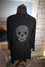 MAGNA 40-42 Totenkopf Jacke Mantel schwarz Lagenlook Koffermode edel Nieten