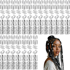 Haarschmuck Silber 120 Stück Dreadlocks Haarringe verstellbar Zöpfe Festival