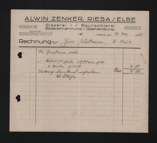 Riesa rechnung 1928 alwin - riesa,,