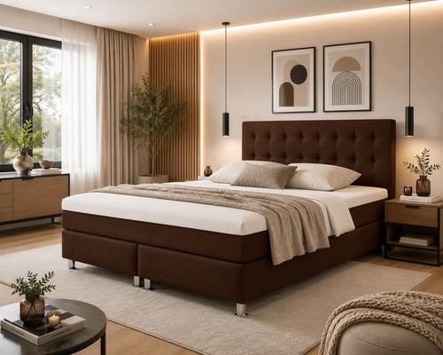 Boxspringbett 180x200 braun - 180x200,