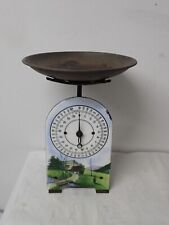 Seltene Küchenwaage Wirtschaftswaage Tellerwaage emailliert bis 10 kg Jugendstil