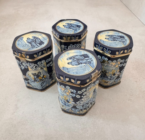 Vintage teedosen set stück - teedosen, 4