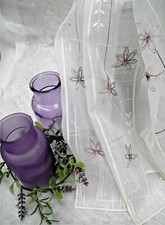 Scheibengardine Kurzgardine Kurzstore Panneaux Gardine weiß/lila 30 und 45 cm 