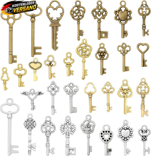 Vintage schlüssel charms set - schlüssel,
