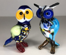 Vintage Glas Eulen Figuren