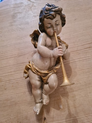 Holzengel mit trompete 25cm - mit,