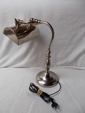 Klavierlampe Metall Chrom, Tischleuchte, Schreibtischlampe, Banker, ca. 40cm,
