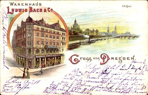 Litho dresden altstadt elb - dresden, altstadt,