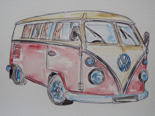 Aquarell gemälde camper - aquarell, v