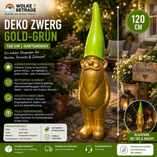 Deko zwerg gold - xl, 120