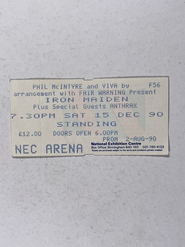 Iron maiden concert ticket - maiden,