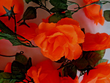 ROSENGIRLANDE 1,95m 12 orange Blüten Wohndeko Merry Christmas Weihnacht Geschenk