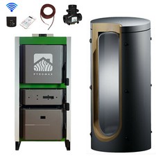 Holzvergaser Komplettpaket Scheitholzkessel 32 kW Holzkessel automatisch