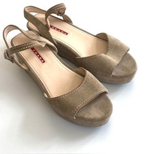 PRADA VELOURS  Plateau Sandalen Gr. EU 38,5 BEIGE