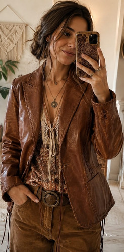 Vintage damen leder jacke - damen,