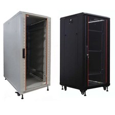 Profi Netzwerkschrank 19 zoll Serverschrank 27HE Sicht -/ Vollblechtür Flatpack