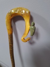 Hirten Gauner Gehstock, handgeschnitzt Schafkopf Widder Horn 50" hoch