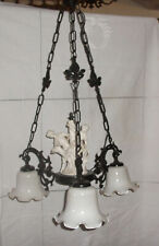 Hängelampe Majolika, dekorative Lampe mit Porzellan Figur. Deckenlampe.