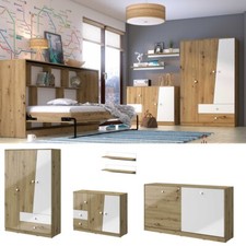 Jugendzimmer Kinderzimmer komplett NEO Set D eiche weiß Schrank Wandbett 200x90