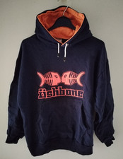 VINTAGE Hoodie FISHBONE - dunkel blau + neon orange - Gr. S - NEU