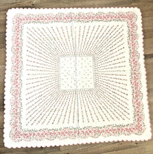 Mitteldecke 80x80cm weiß mit rosa Blüten umsäumt Frühling # Top