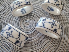 Königlich Tettau Indisch Blau 4 Serviettenringe Vintage Porzellan Walter Design 