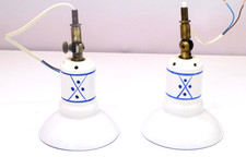 2x Porzellan Lampenfuß Ø10cm – Blaues Kreuzmuster – Vintage Keramik – E14 – gebr