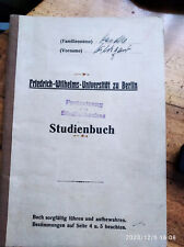 STUDIENBUCH, JURA, Friedrich-Wilhelms-Universität Berlin, 1936, Studium