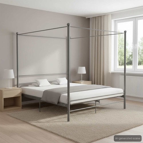 Himmelbett grau metall - himmelbett, 200x200