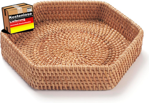 Rattan serviertablett sechseck - rattan,