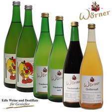 Apfelsaft, Traubensaft rot + weiß, Quittensaft 6 Fl. WEINGUT WÖRNER Direktsaft 