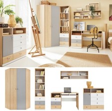 Jugendzimmer Kinderzimmer komplett PHIL Set B weiß eiche Eckschrank Schreibtisch
