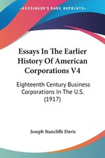 Joseph Stancliffe Davis | Essays In The Earlier History Of American...