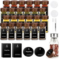 12/24/35 Gewürzgläser Eckig, 120ml Spice Jars mit Holzdeckel, Gewürz Organizer