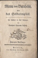 Gotthold Ephraim Lessing  Minna von Barnhelm, oder das Soldatenglück Zweyte Aufl