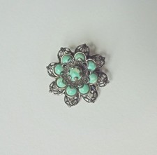 hübsche alte Brosche, Anstecknadel mit  imit. Türkisen