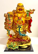 Große Buddha Figur Gold 48cm