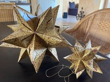 2 x Bascetta Stern, Weihnachtsstern fertig gefalten gold-bordeaux, 30 bzw. 15 cm