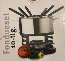 Fondue-Set Domestic by Mäser mit Brenner Fondueset Edelstahl 10-tlg/ 6 Pers. Neu