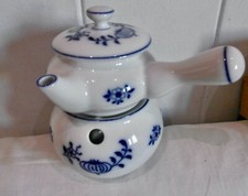 Porzellan Zwiebelmuster Stövchen+Butterpfanne handgefertigt und bemalt Tettau