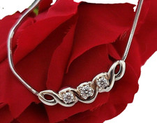 elegantes DIAMONIQUE Collier 45cm Halskette 925 Sterling Silber signiert DQCZ