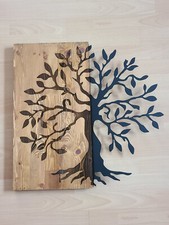 Deko Wandbild Holz Metall Baum Agac Farbgebung