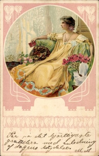 Jugendstil dame gelben - jugendstil,