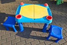 Kinder Spieltisch Sand Matschtisch Wasser mit Hocker drinen und draußen
